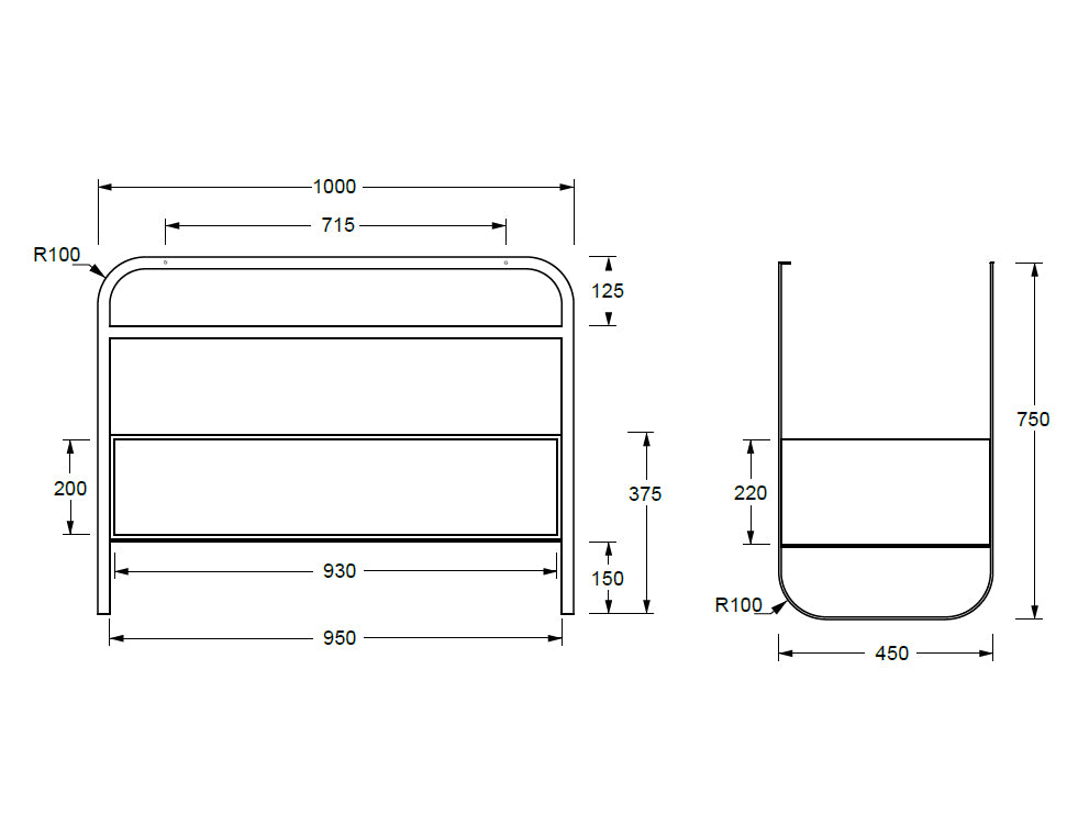 LUNARIS 101 BASIN STAND 1 DRAWER 1000X450X750MM