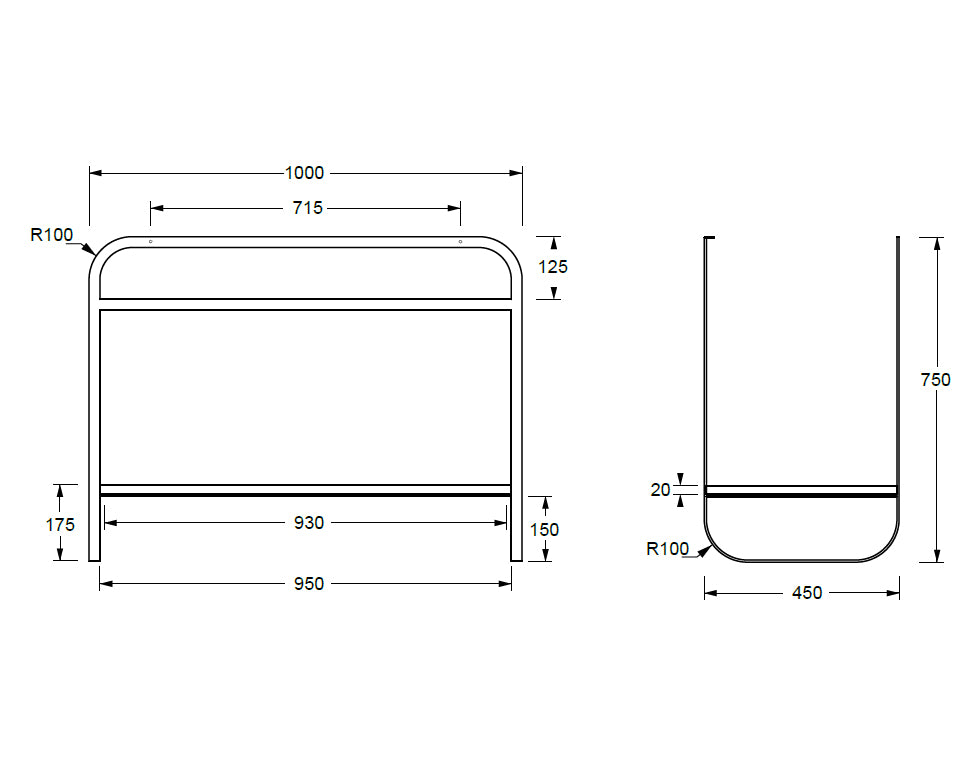 LUNARIS 101 BASIN STAND CERAMIC SHELF 1000X450X750MM