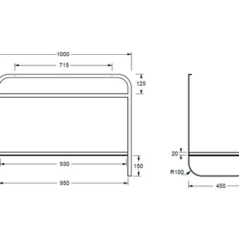 LUNARIS 101 BASIN STAND CERAMIC SHELF 1000X450X750MM
