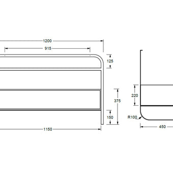 LUNARIS 121 BASIN STAND 1 DRAWER 1200X450X750MM
