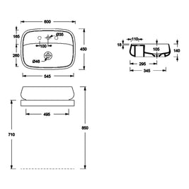 NUR VESSEL BASIN 600X450X140MM 1TH NOF