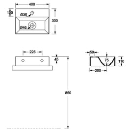 SPY WALL BASIN 400X300X110MM 1TH NOF