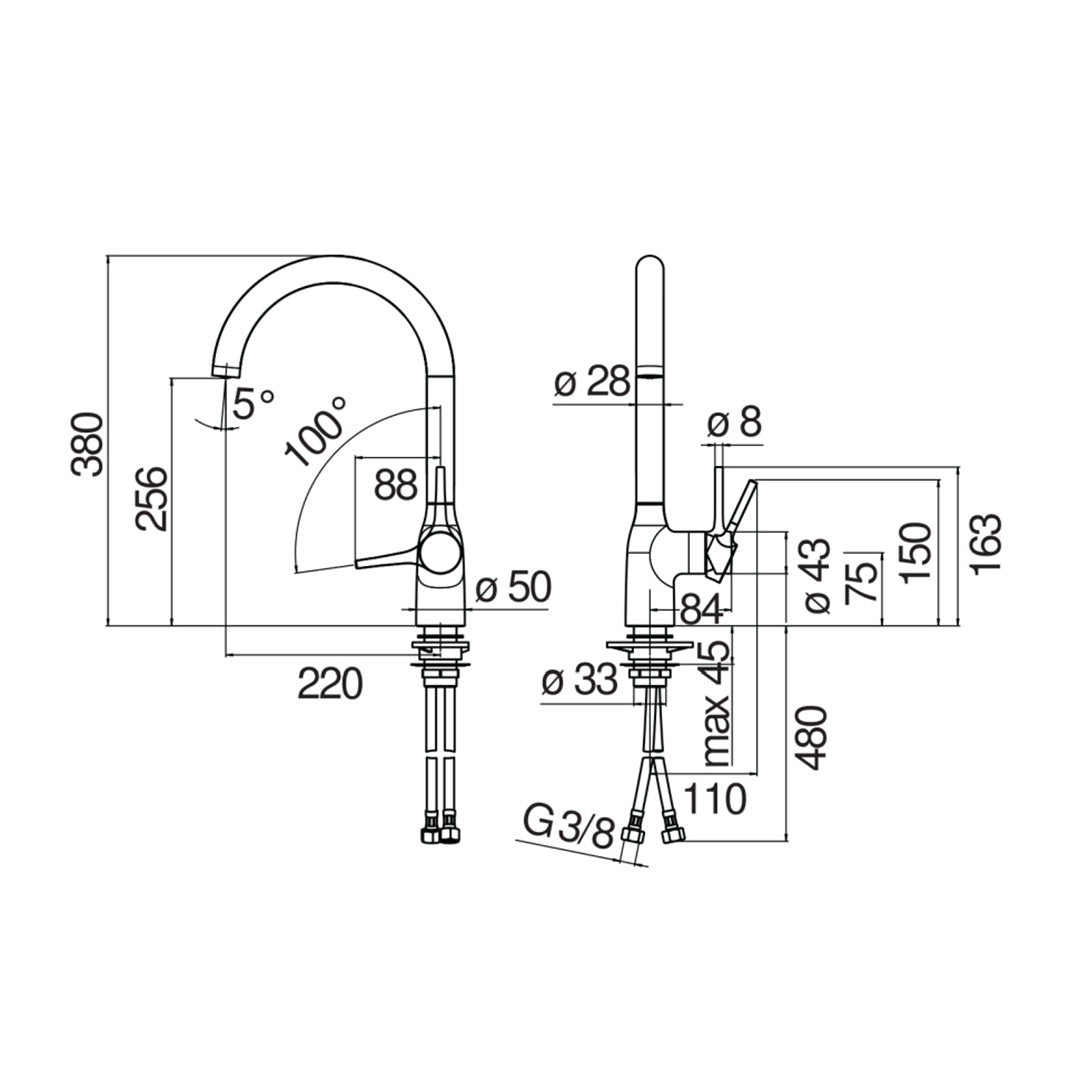 MANIA GOOSE NECK KITCHEN MIXER
