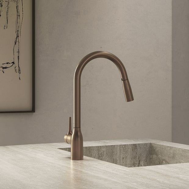 MANIA GOOSE NECK KITCHEN MIXER WITH PULL OUT SPRAY