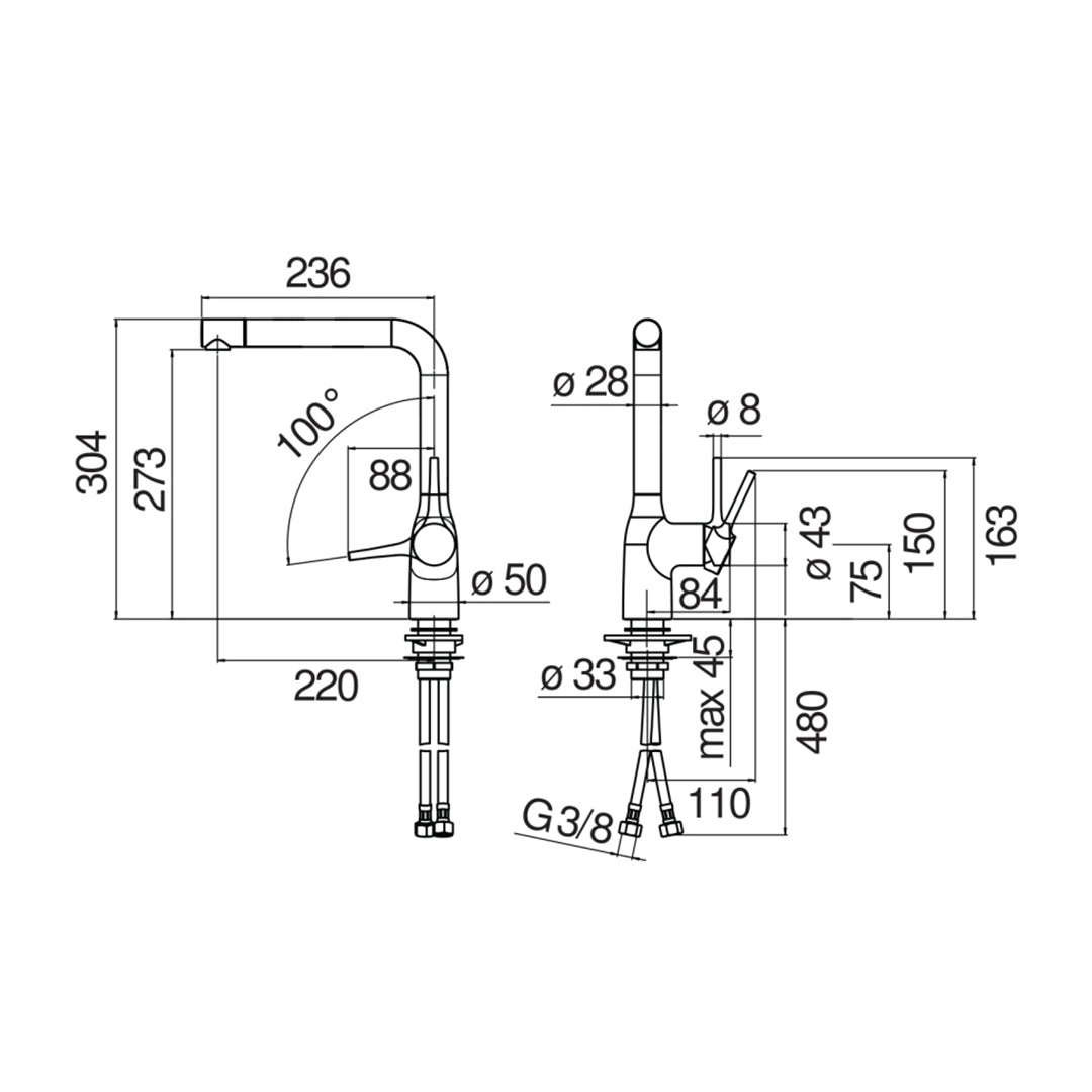 MANIA SQUARE KITCHEN MIXER