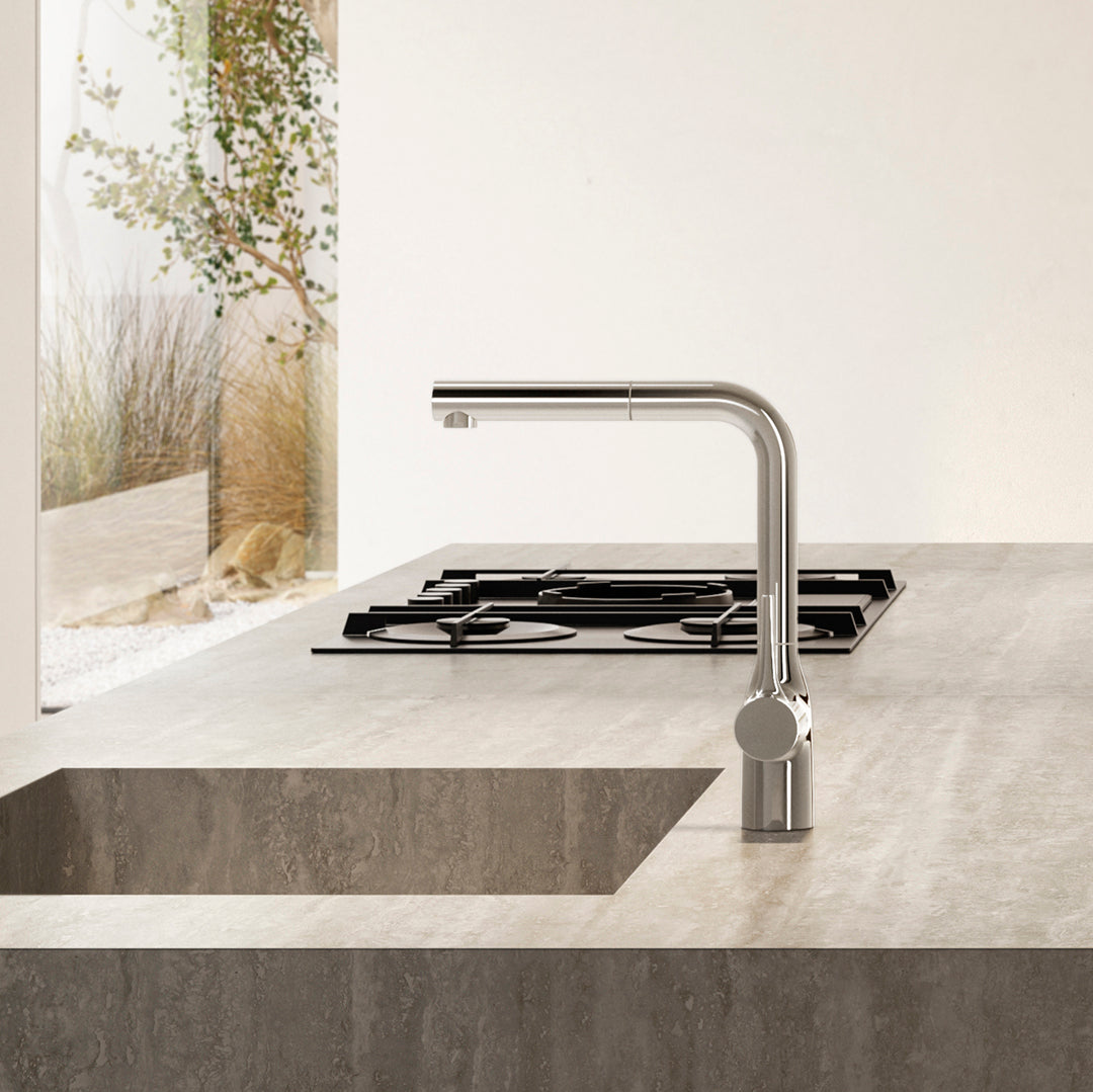 MANIA SQUARE KITCHEN MIXER WITH PULL OUT SPRAY