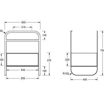 LUNARIS 61 BASIN STAND 1 DRAWER 600X450X750MM