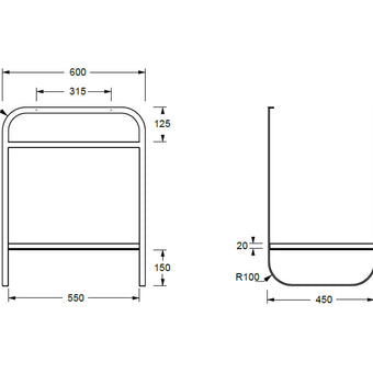 LUNARIS 61 BASIN STAND CERAMIC SHELF 600X450X750MM