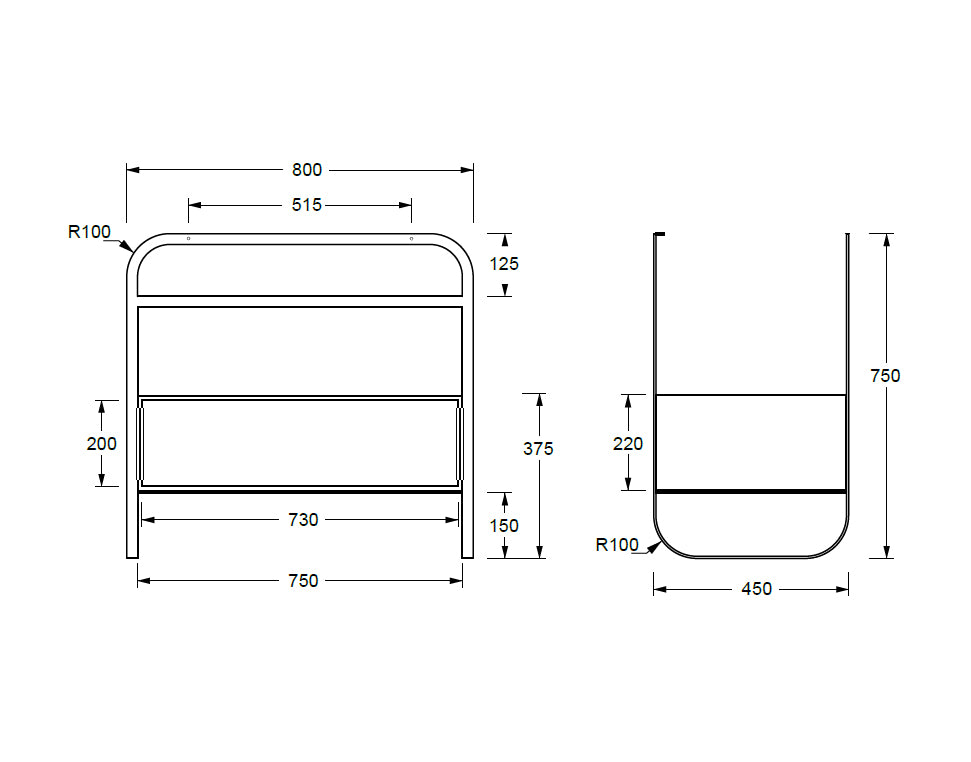 LUNARIS 81 BASIN STAND 1 DRAWER 800X450X750MM