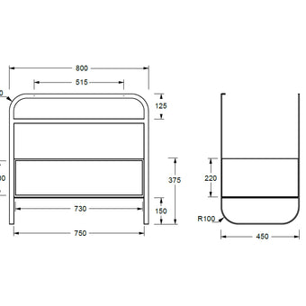 LUNARIS 81 BASIN STAND 1 DRAWER 800X450X750MM