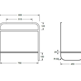 LUNARIS 81 BASIN STAND CERAMIC SHELF 800X450X750MM