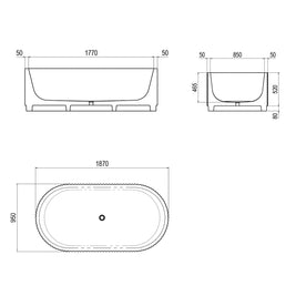 TULLE FREESTANDING BATH 1870X950X600