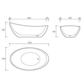 OMAN FREESTANDING BATH 1760X1030X665MM