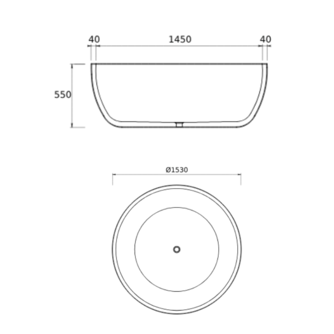 LUNAR FREESTANDING BATH 1530X1530X550MM