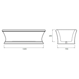 EMERALD FREESTANDING BATH 1750X850X570MM