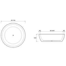 LUNAR FREESTANDING BATH 1740X1740X500MM