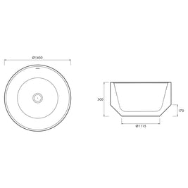 ZEN ROUND FREESTANDING BATH 1450X1450X500MM