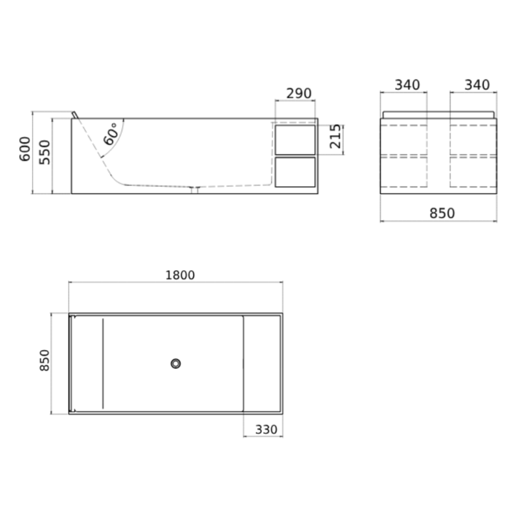 SOKA GRAND FREESTANDING BATH 1800X850X600MM