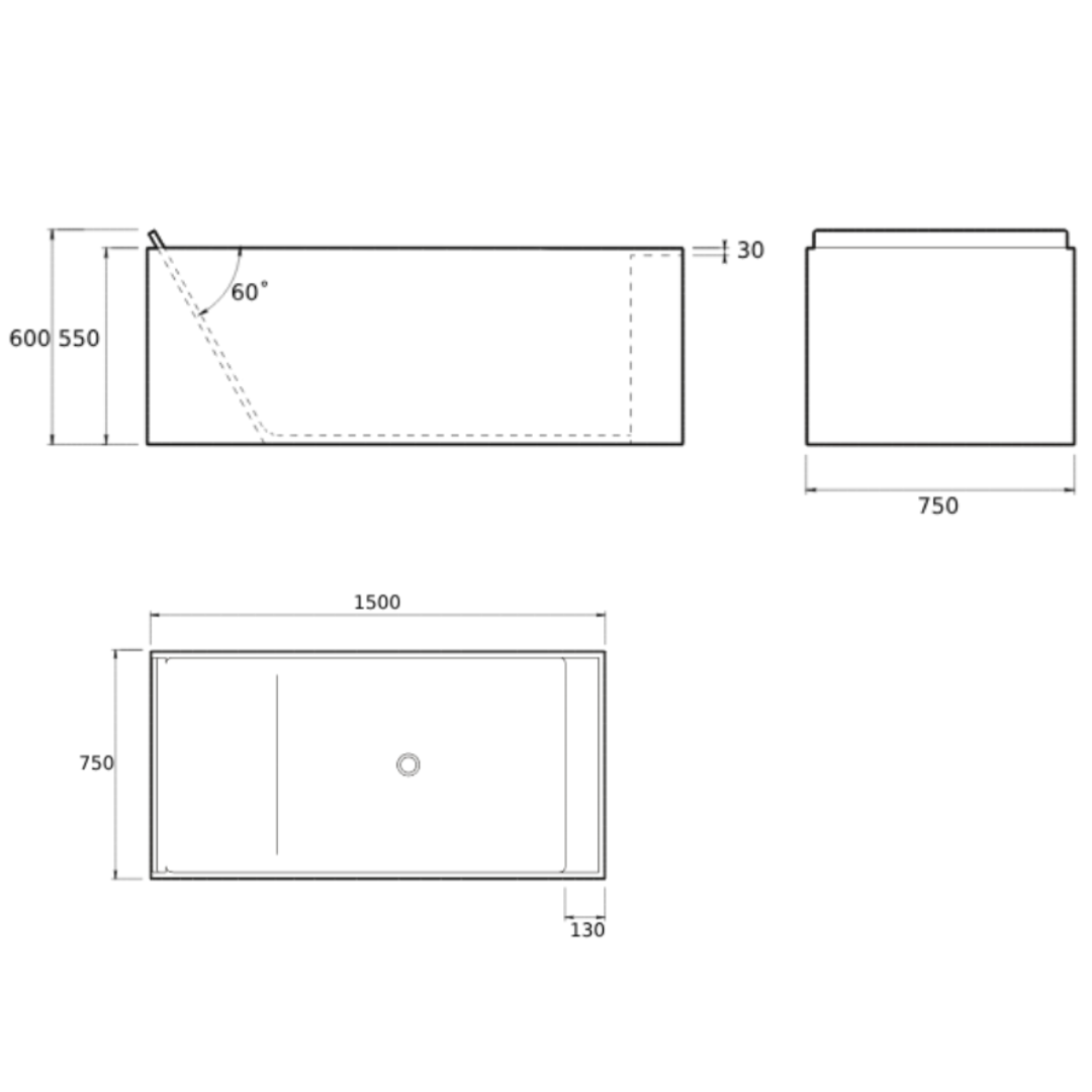 SOKA PETIT FREESTANDING BATH 1500X750X600MM
