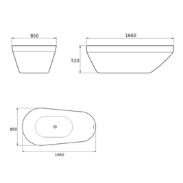 SOL FREESTANDING BATH 1660X850X520MM