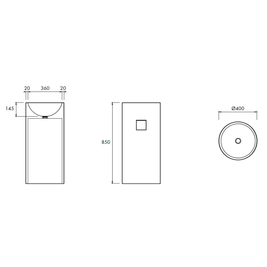 LUNAR FREESTANDING BASIN 400X400X850MM