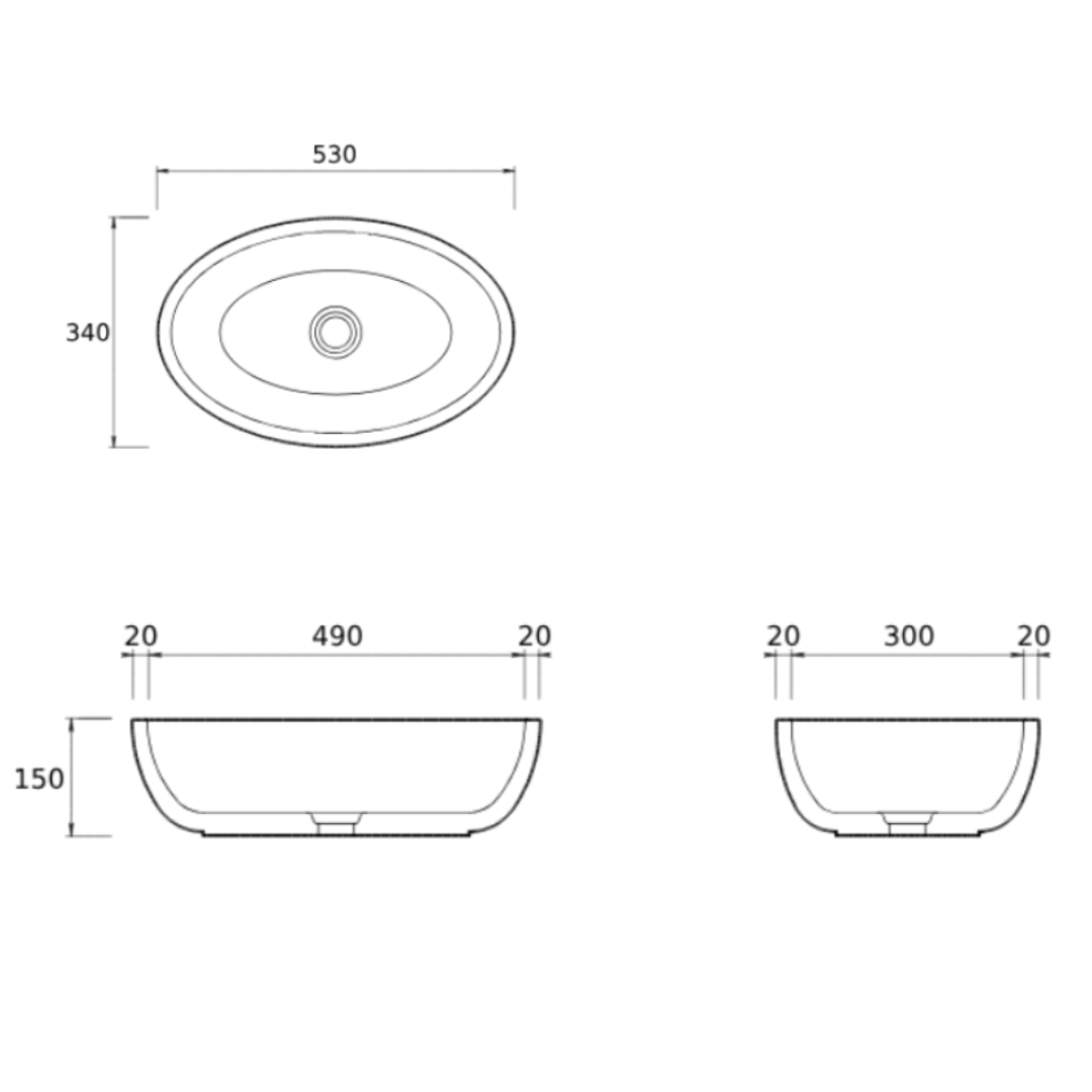 SEASCAPES VESSEL BASIN 530X340X150MM NTH NOF