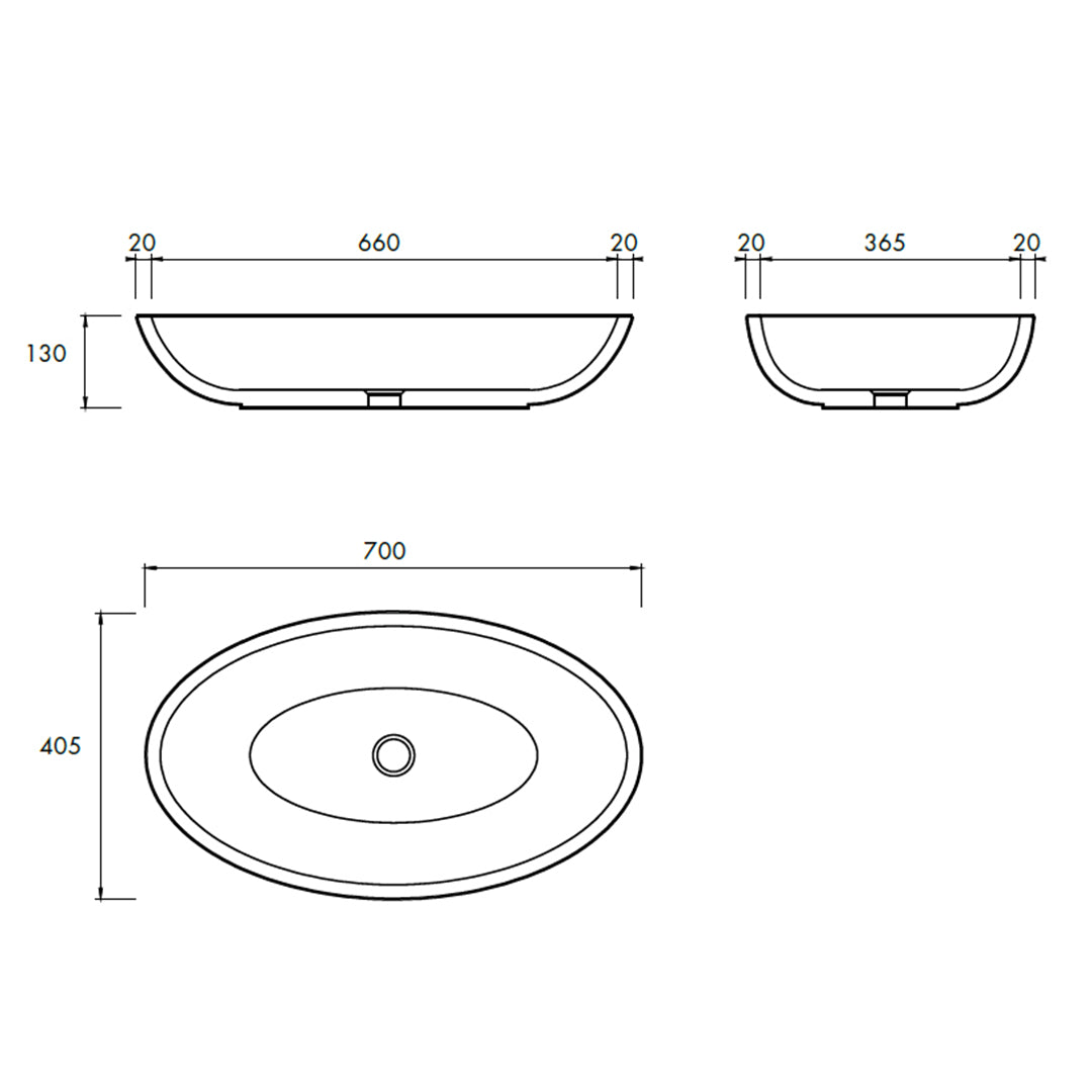 HAVEN VESSEL BASIN 700X405X130MM NTH NOF