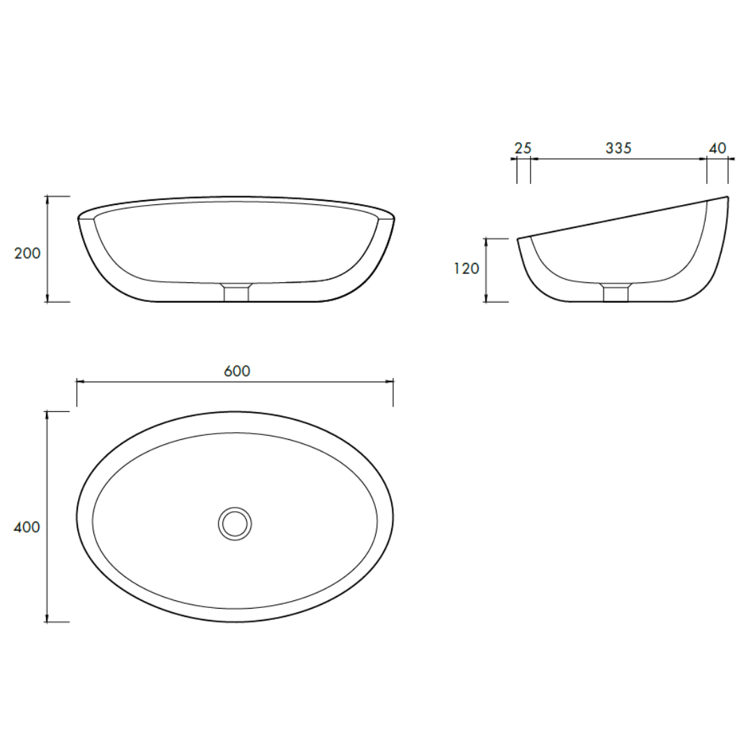 REFLECTION VESSEL BASIN 600X400X200MM NTH NOF
