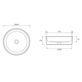 ALLEGRA VESSEL BASIN 400X400X120MM NTH NOF