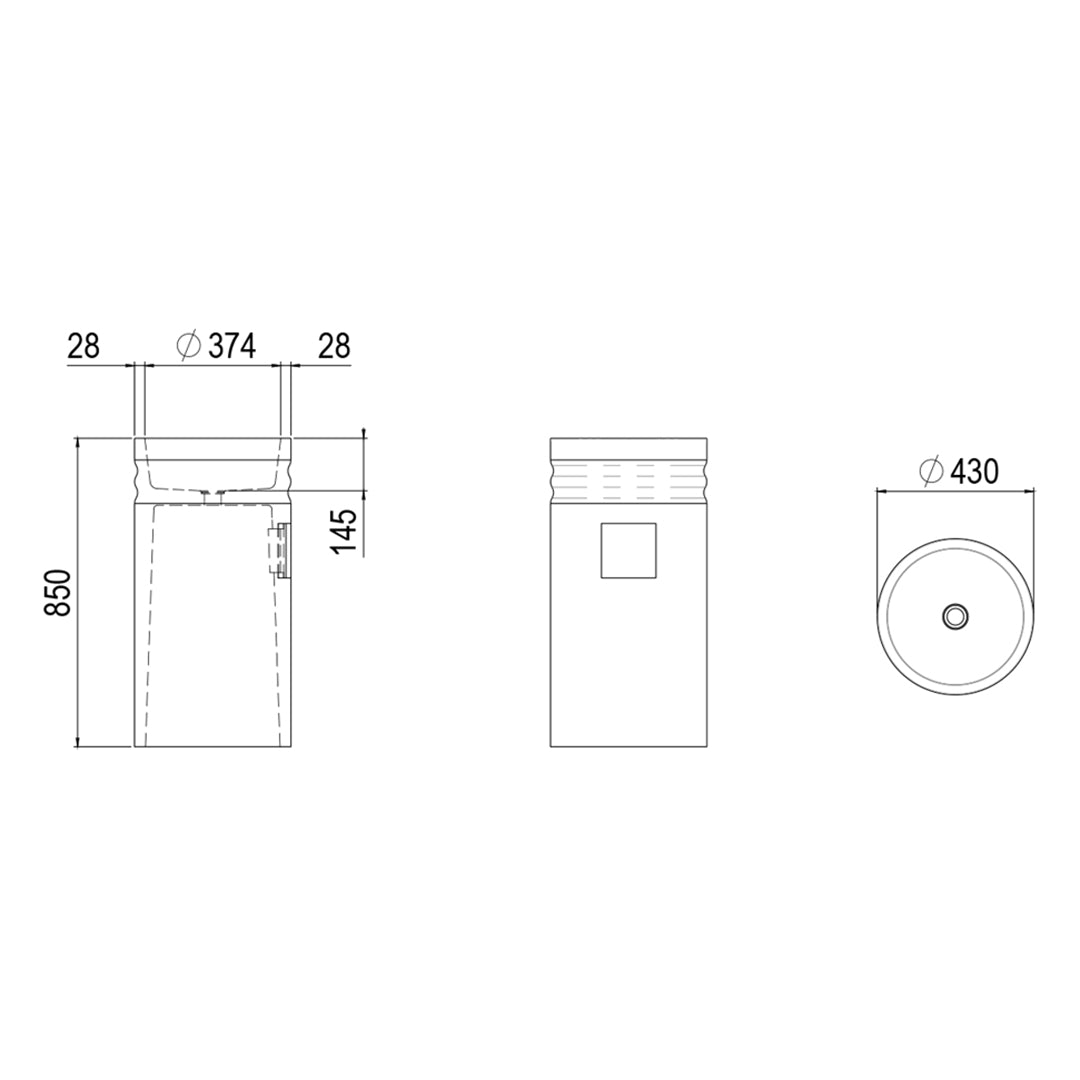 ODE FREESTANDING BASIN 430X430X850 NTH NOF