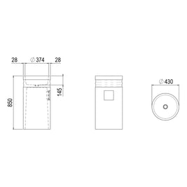 ODE FREESTANDING BASIN 430X430X850 NTH NOF