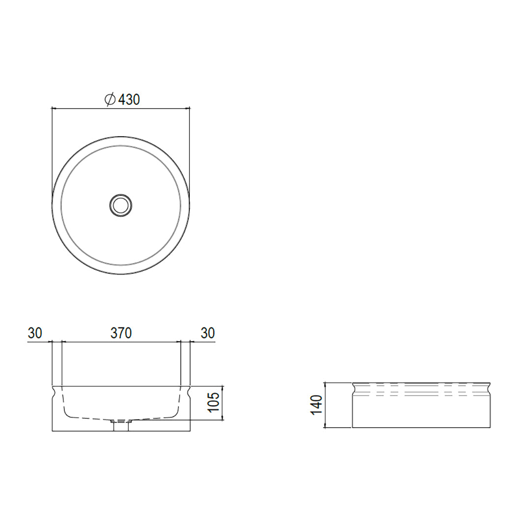 ODE VESSEL BASIN 430X430X140MM NTH NOF