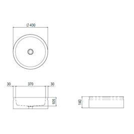 ODE VESSEL BASIN 430X430X140MM NTH NOF