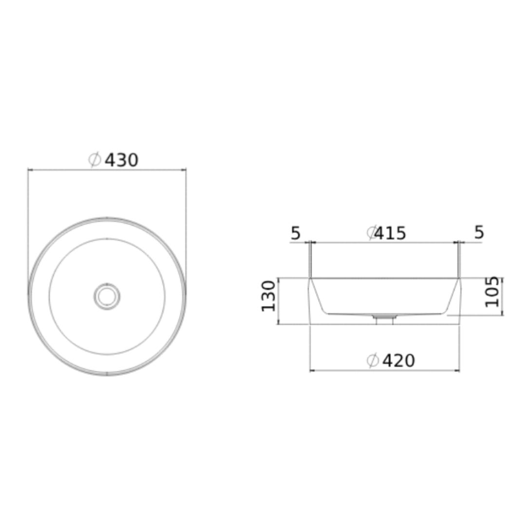 SOL VESSEL BASIN 430X430X130MM NTH NOF