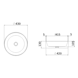 SOL VESSEL BASIN 430X430X130MM NTH NOF