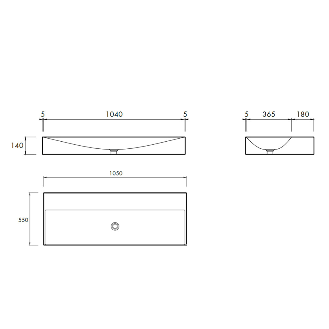 ALLEGRA WALL BASIN 1050X550X140MM NTH NOF