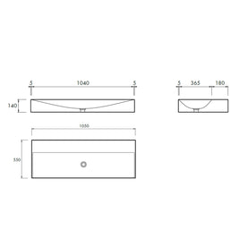 ALLEGRA WALL BASIN 1050X550X140MM NTH NOF