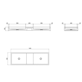 SOL DOUBLE WALL BASIN 1400X450X120MM