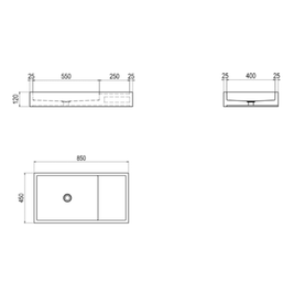 SOL SINGLE WALL BASIN 850X450X120MM