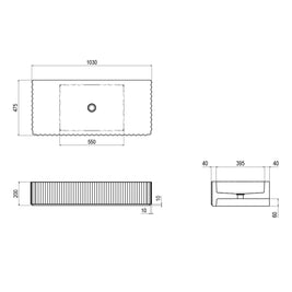 TULLE SINGLE BOWL WALL BASIN 1030X475X200MM NTH NOF