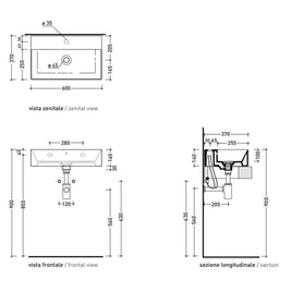 APPLIGHT VESSEL BASIN 600X370X140MM 1TH OF