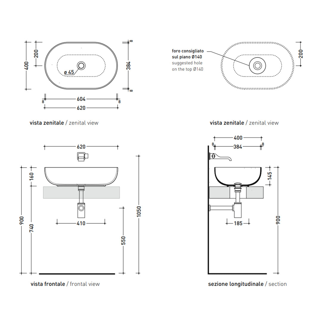 APP VESSEL BASIN 620X400X160MM NTH NOF