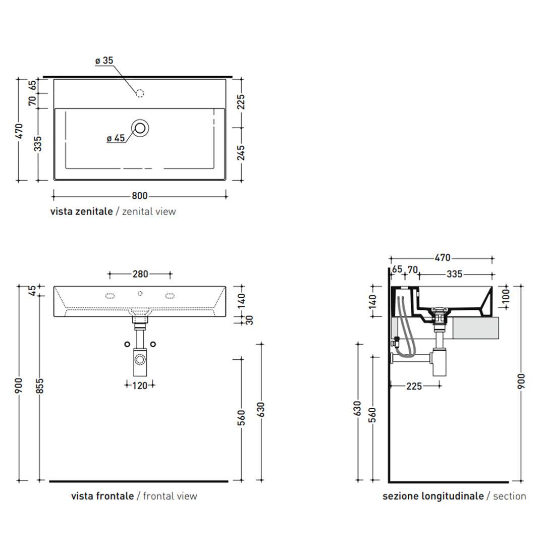 APPLIGHT VESSEL BASIN 800X470X140MM 1TH OF