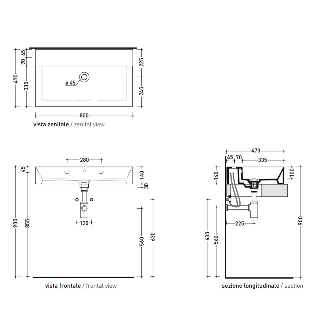 APPLIGHT VESSEL BASIN 800X470X140MM NTH OF