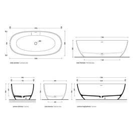 APP FREESTANDING BATH 1700X800X550MM WITH OVERFLOW