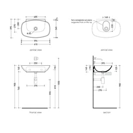 NUDASLIM VESSEL / WALL BASIN 610X395X140MM NTH NOF