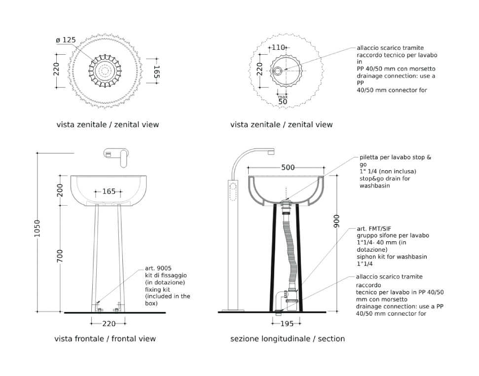 SETTECENTO PEDESTAL FOR BASIN 44/50
