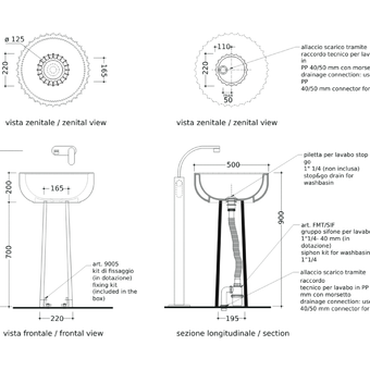 SETTECENTO PEDESTAL FOR BASIN 44/50