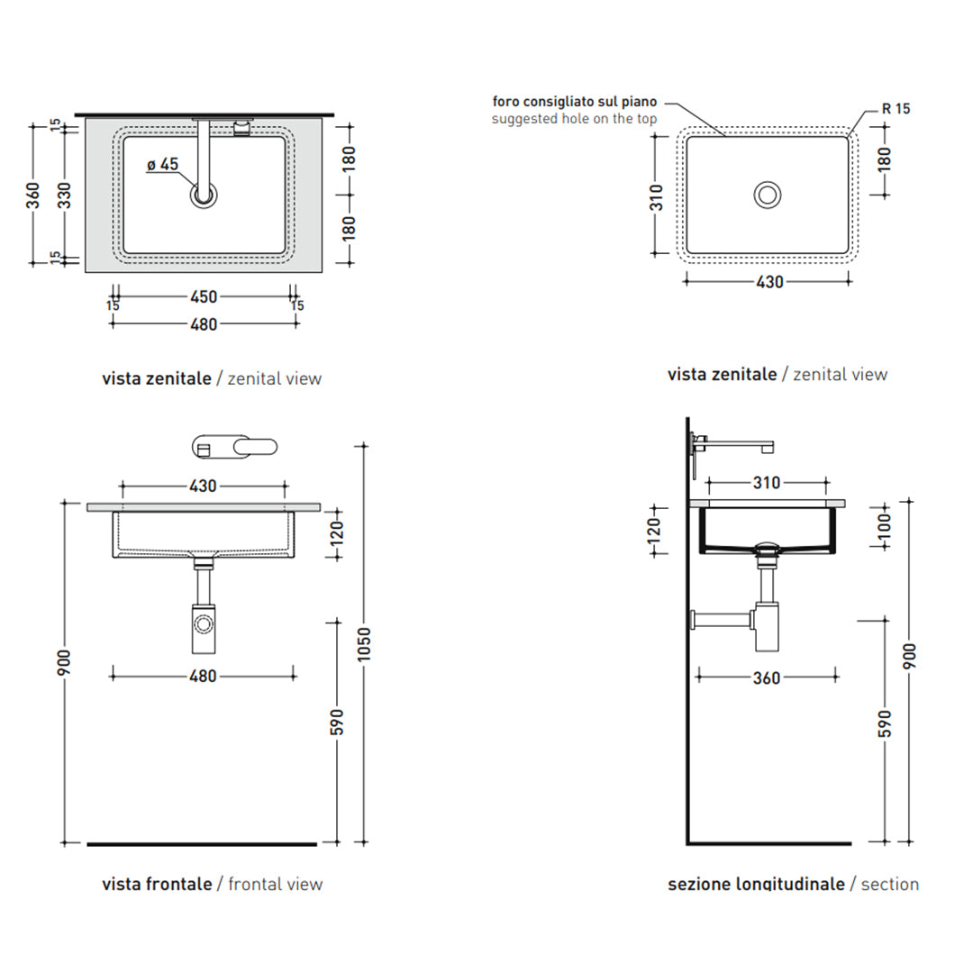 MINIWASH UNDERMOUNT BASIN 480X360X120MM