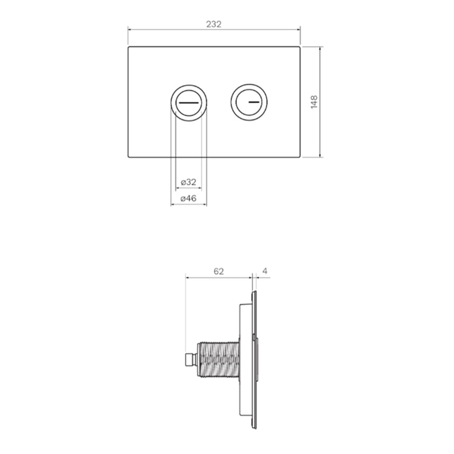 TWIN BUTTON SET ON METAL PLATE FOR CABLE INWALL CISTERNS